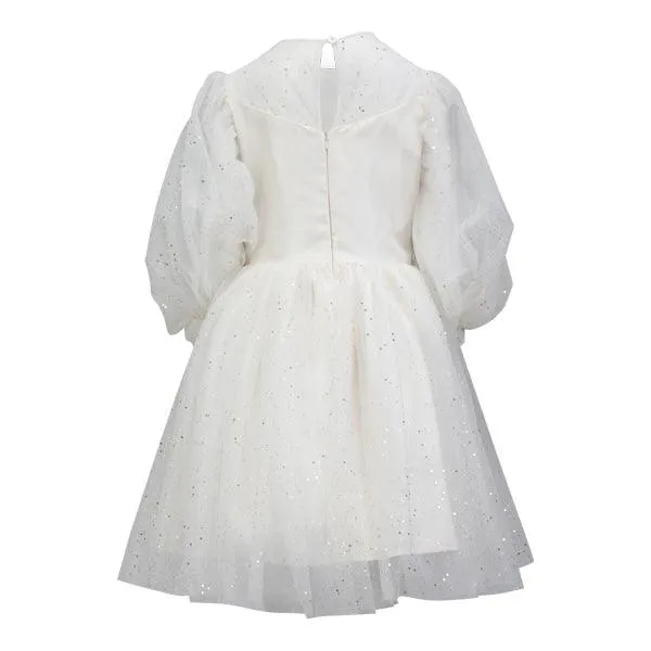 GIRLS WHITE LONG SLEEVE TULLE BALL DRESS