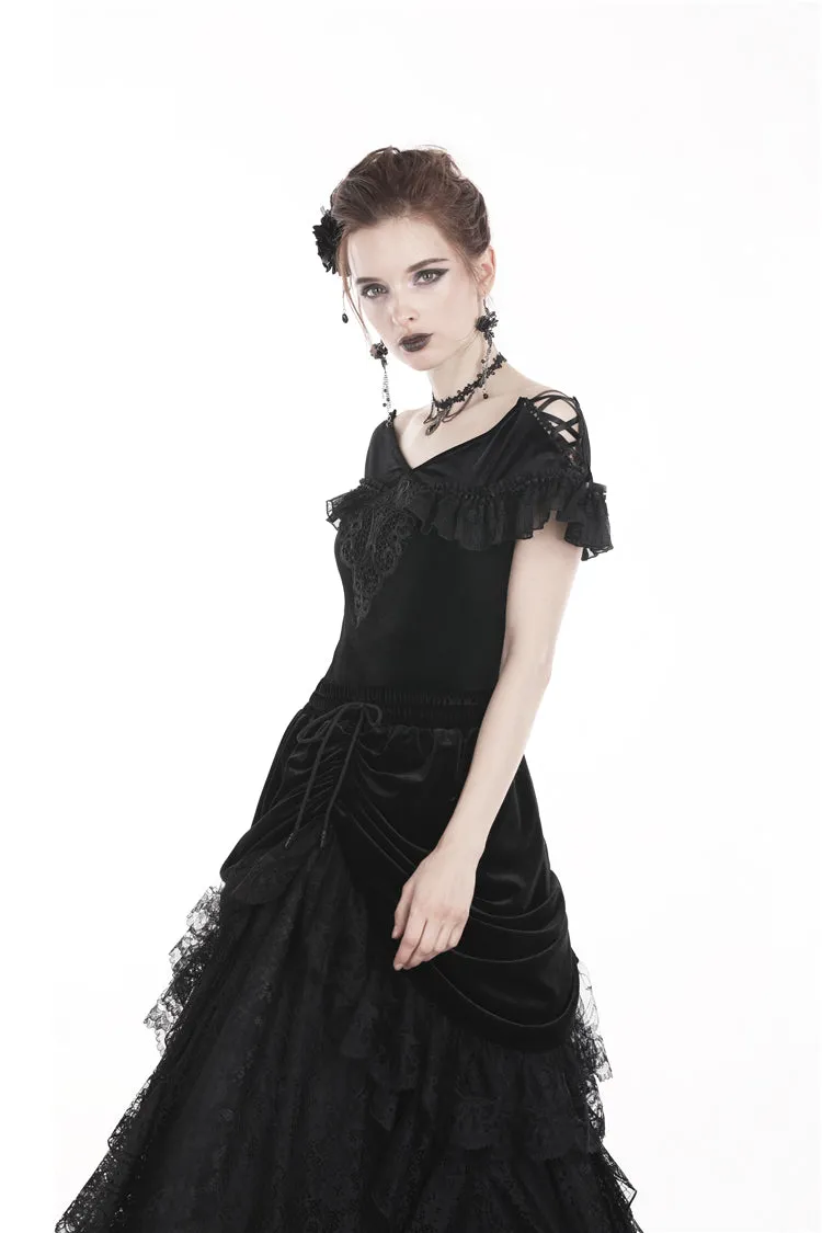 Gothic velvet short sleeves T-shirt TW185