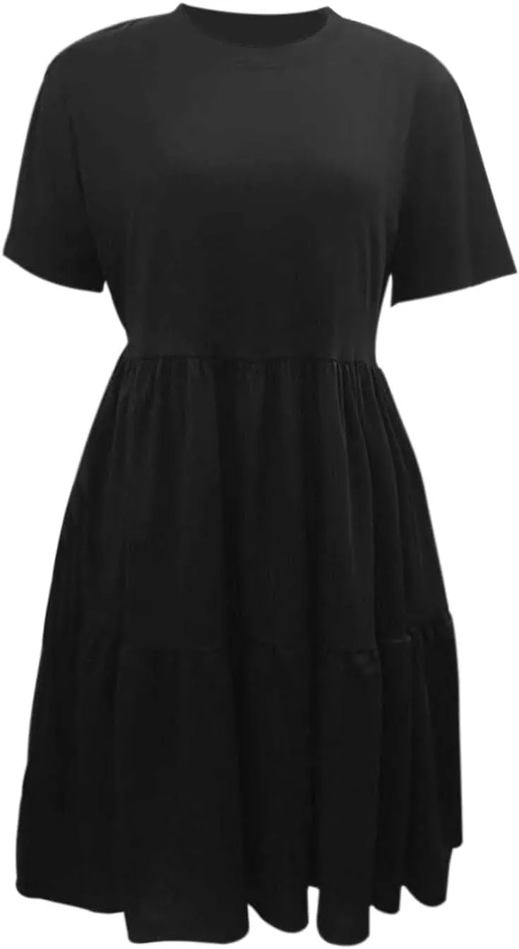 Hort Sleeve T-Shirt Dress for Women Loose 2025 Trendy Sun Dresses Casual Ruched T Shirt Y2K Spring Beach Summer