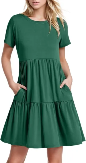 Hort Sleeve T-Shirt Dress for Women Loose 2025 Trendy Sun Dresses Casual Ruched T Shirt Y2K Spring Beach Summer