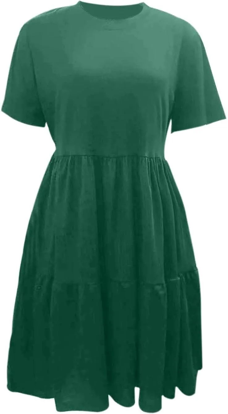 Hort Sleeve T-Shirt Dress for Women Loose 2025 Trendy Sun Dresses Casual Ruched T Shirt Y2K Spring Beach Summer