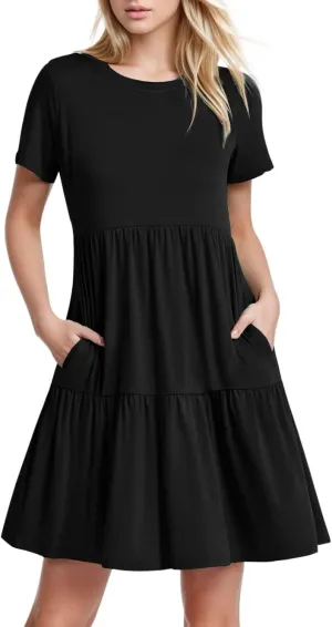 Hort Sleeve T-Shirt Dress for Women Loose 2025 Trendy Sun Dresses Casual Ruched T Shirt Y2K Spring Beach Summer