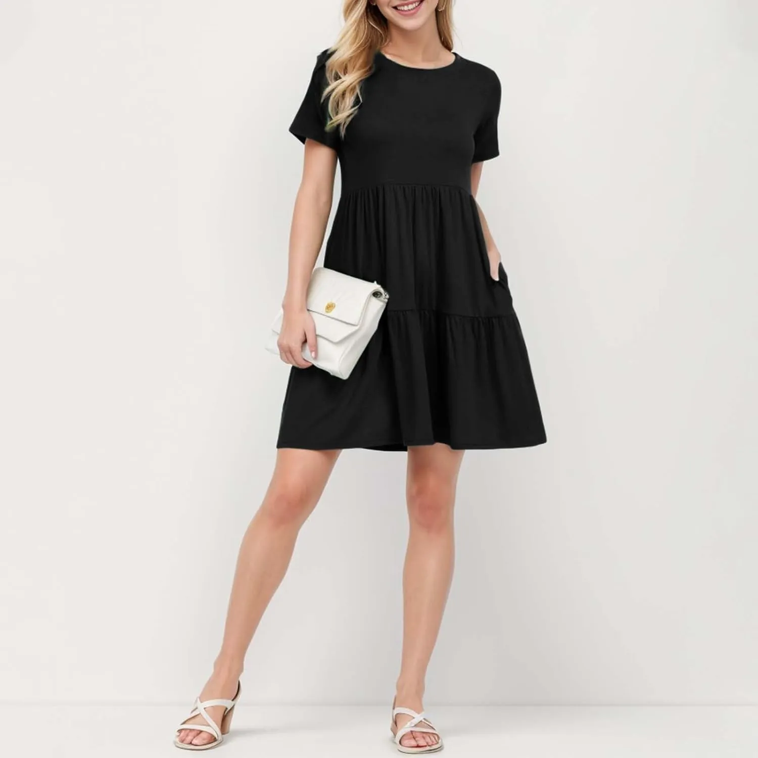 Hort Sleeve T-Shirt Dress for Women Loose 2025 Trendy Sun Dresses Casual Ruched T Shirt Y2K Spring Beach Summer