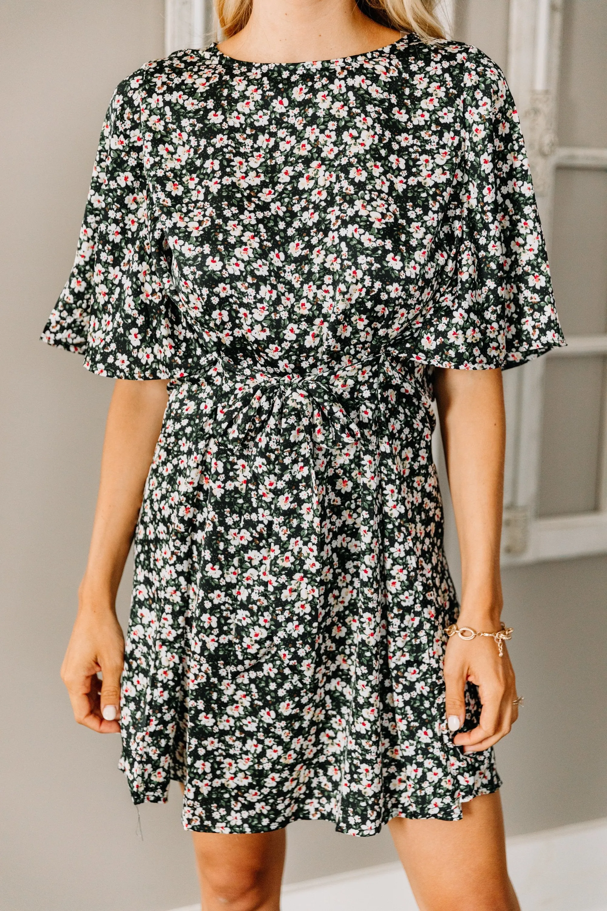 In Retrograde Black Floral Dress