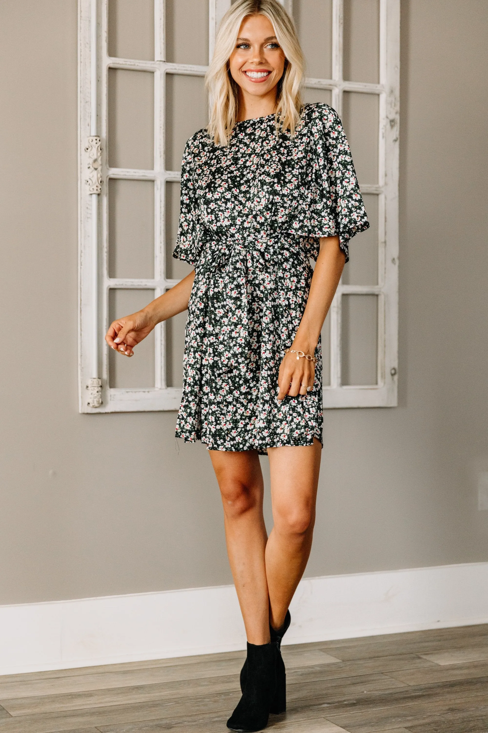 In Retrograde Black Floral Dress