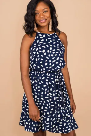Just Go With It Navy Blue Leopard Dress