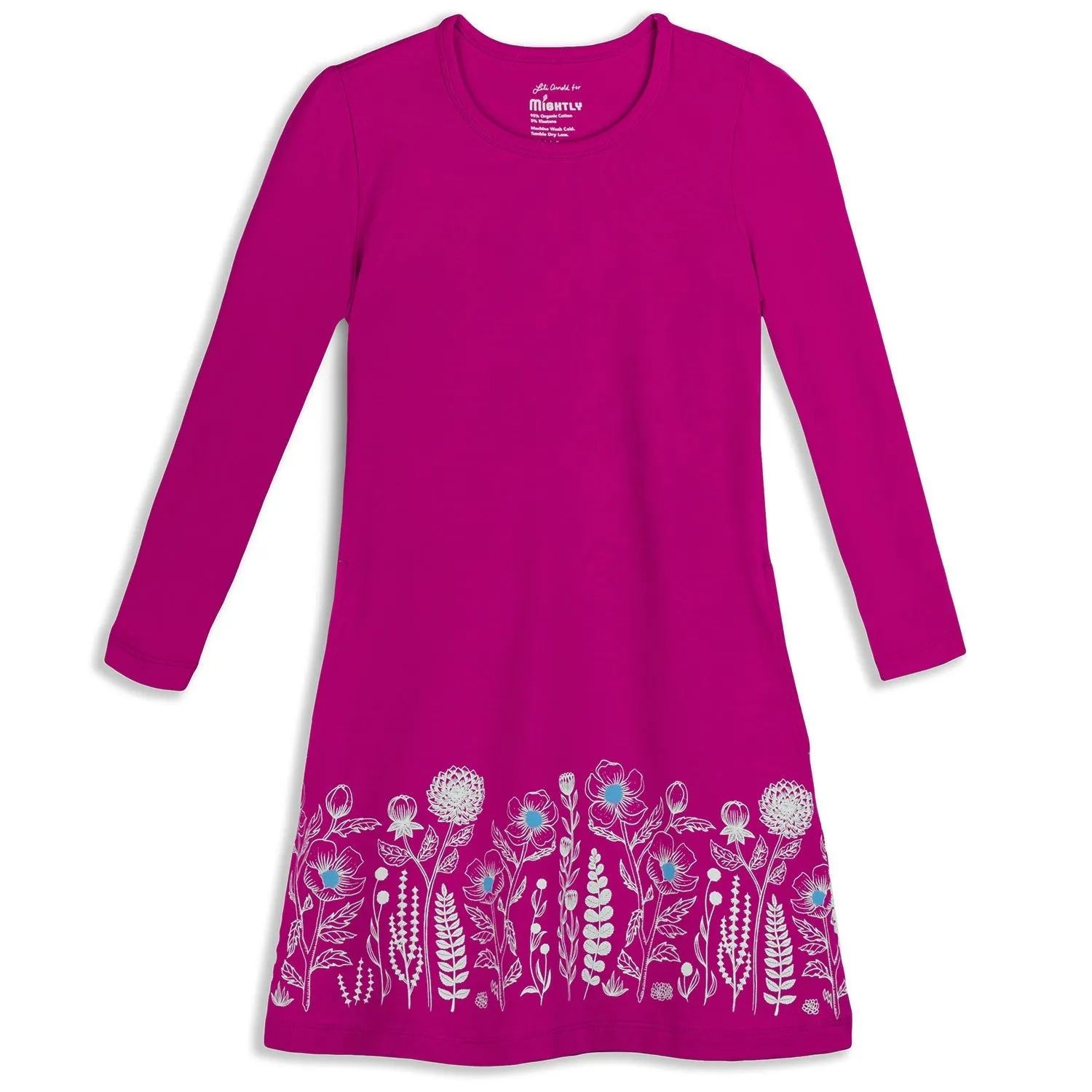 Kids Organic Cotton Long Sleeve T-Shirt Dress Floral -  FINAL SALE