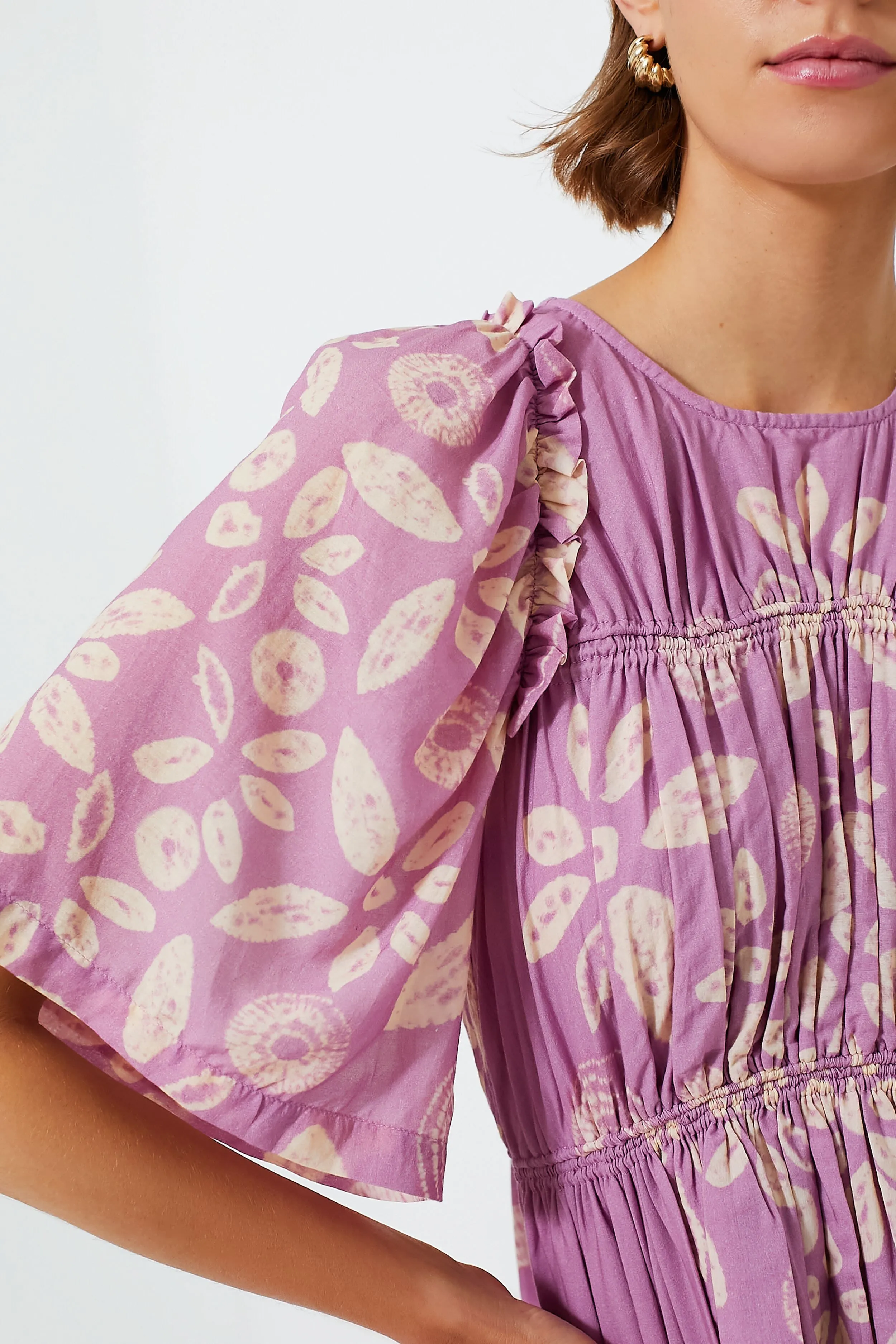 Lilac Thea Tie Dye Print Short Sleeve Dress