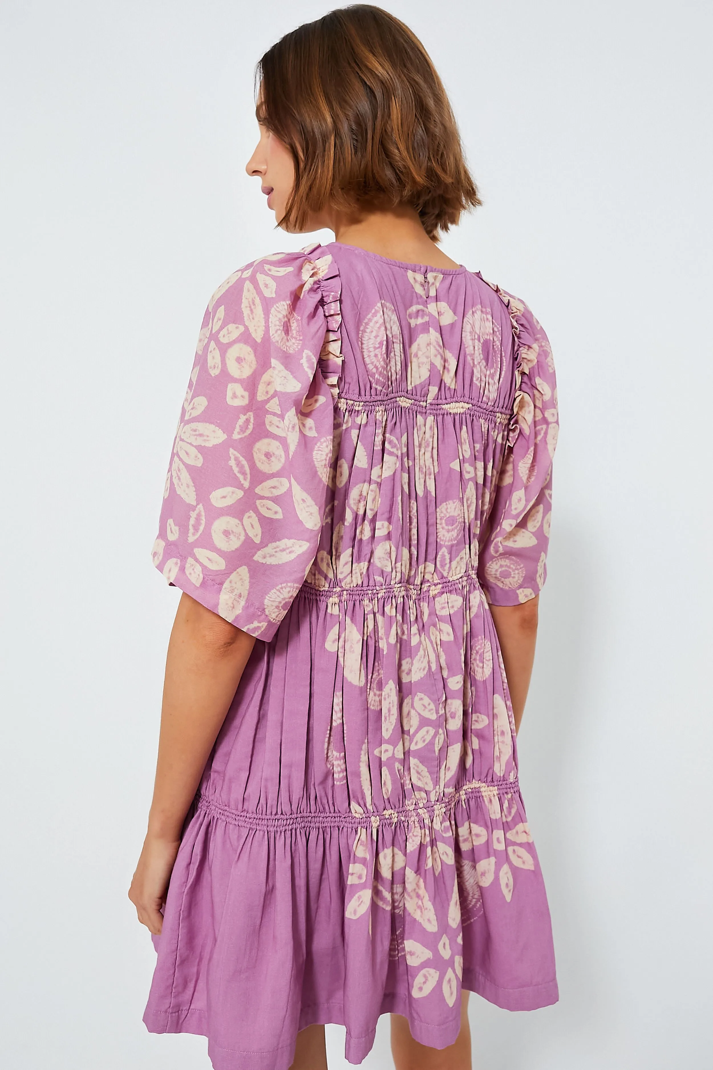 Lilac Thea Tie Dye Print Short Sleeve Dress