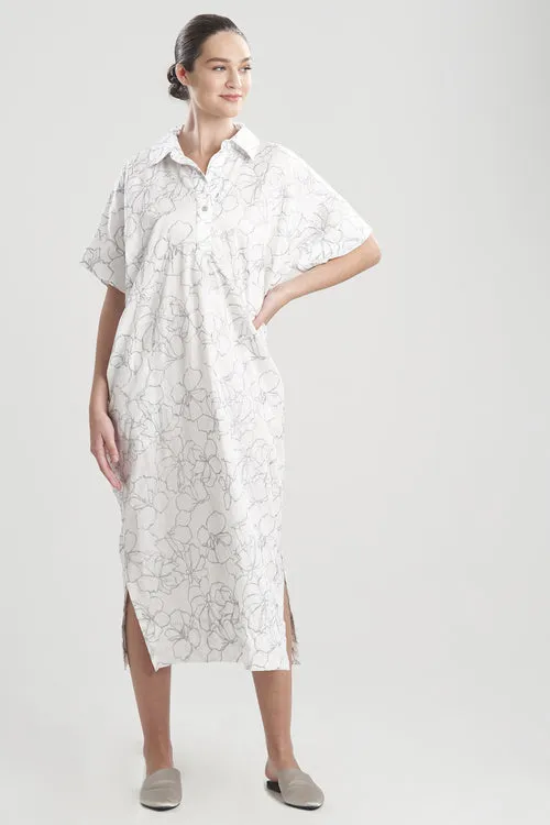 Lily-Cotton Sateen W/Embroidery Caftan
