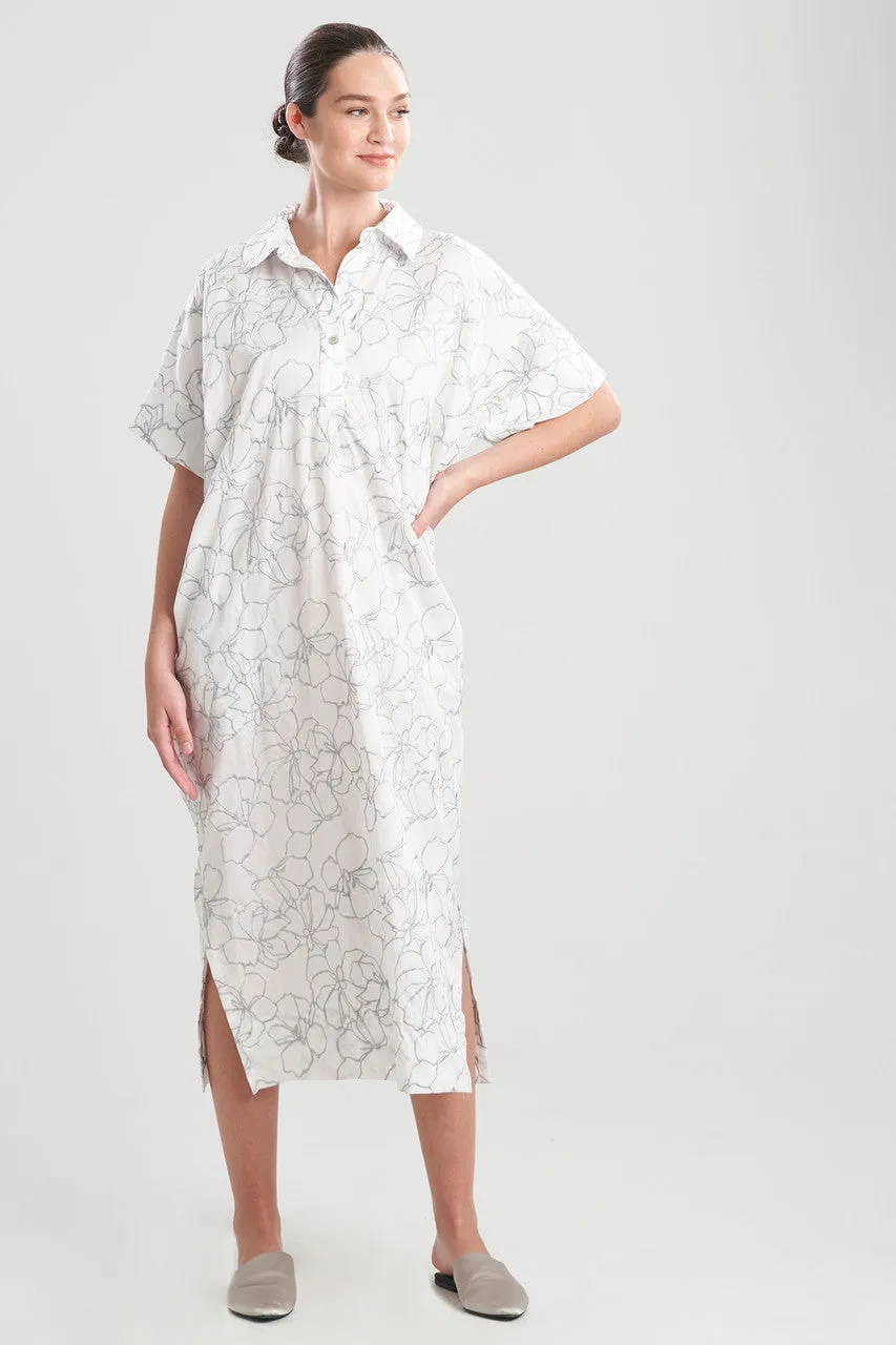 Lily-Cotton Sateen W/Embroidery Caftan