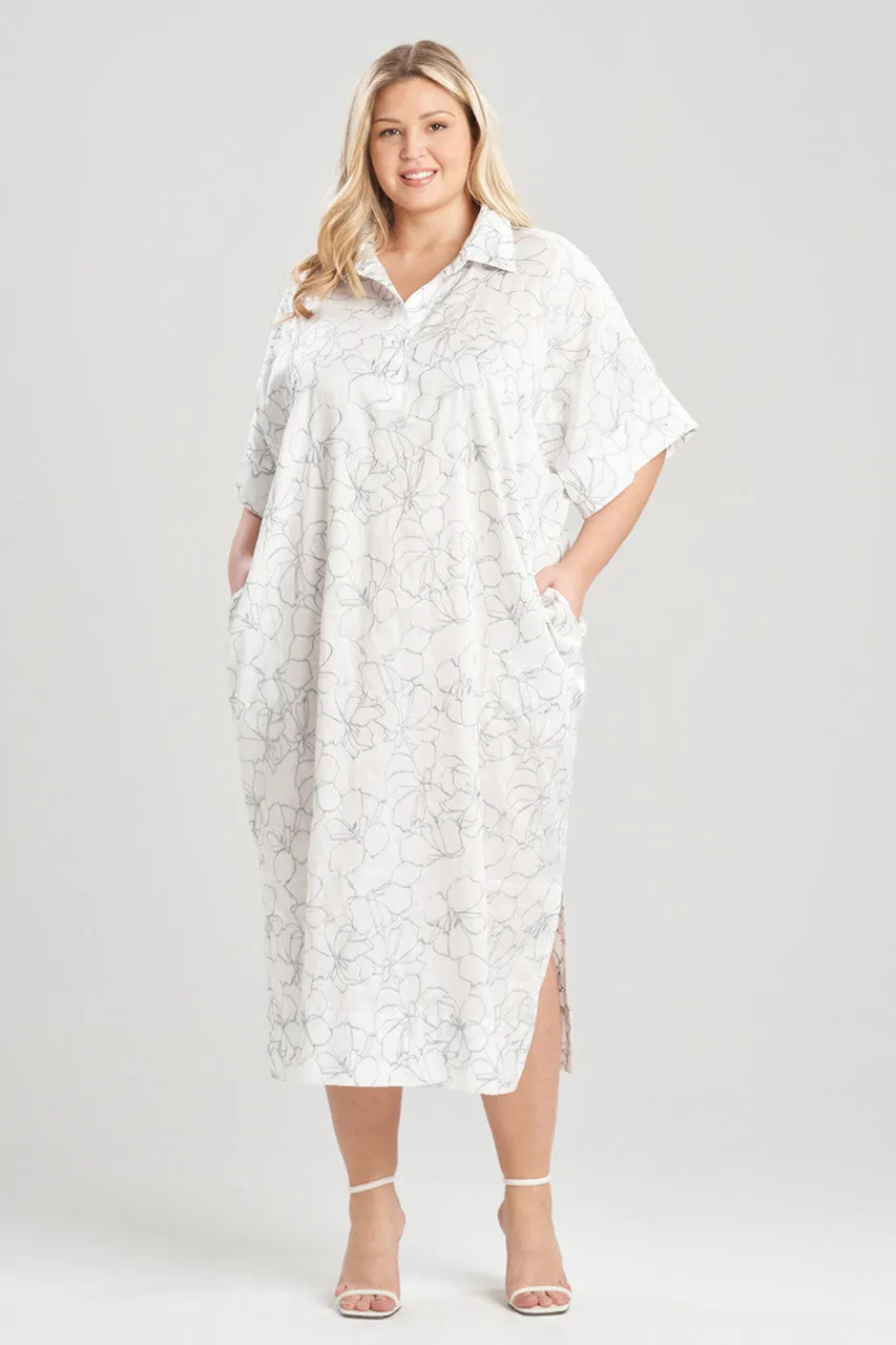 Lily-Cotton Sateen W/Embroidery Caftan
