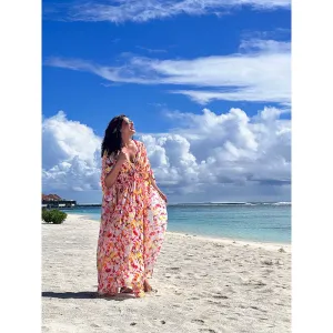 MANDIRA WIRK Yellow Geometric Chaos Kaftan Full Length Dress