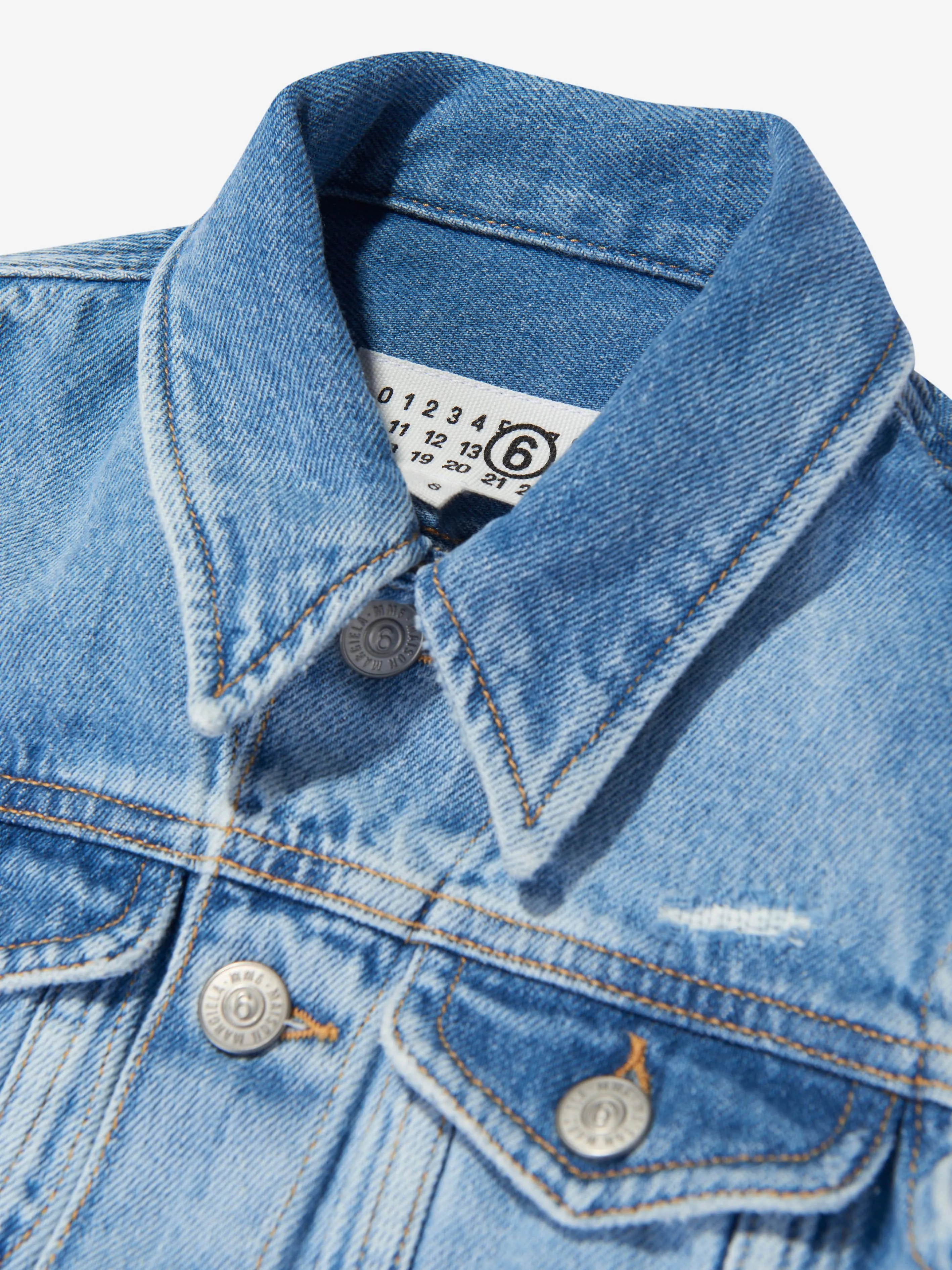MM6 Maison Margiela Girls Sleeveless Denim Dress in Blue
