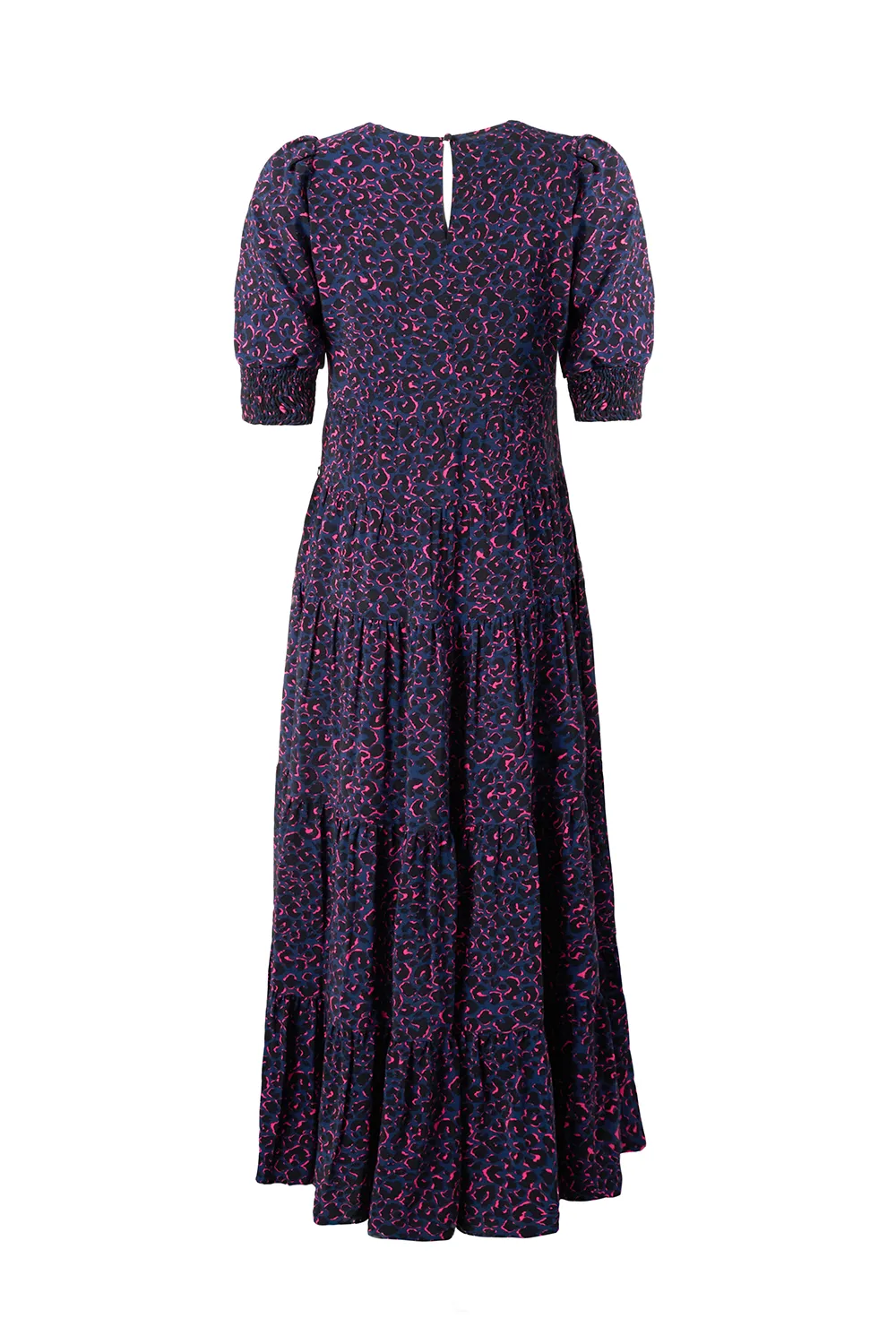 Navy with Black and Pink Small Shadow Leopard Maxi Dress