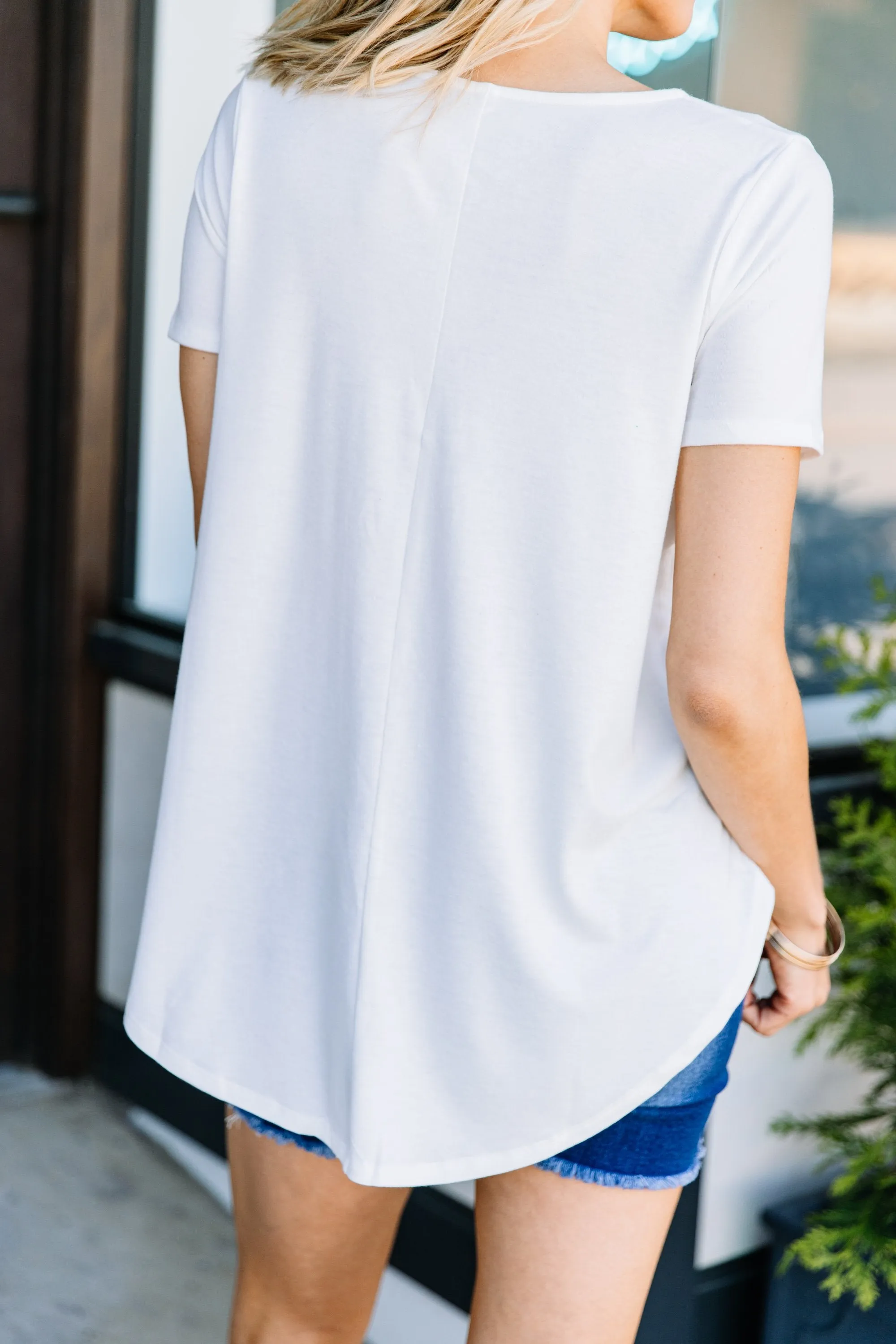 Out and About Ivory White Henley Top