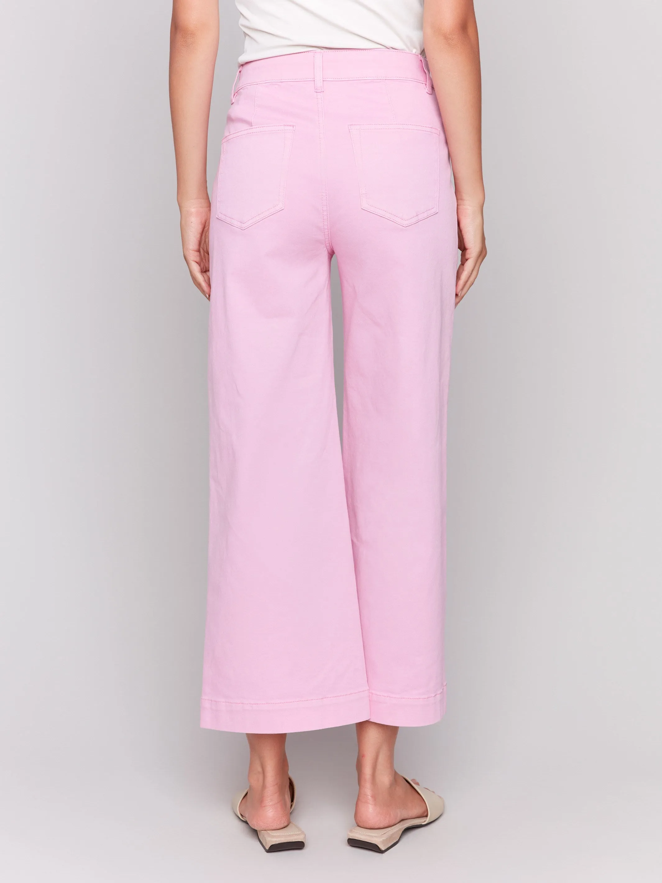 Patch Pocket Flare Twill Pants - Begonia