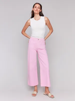 Patch Pocket Flare Twill Pants - Begonia