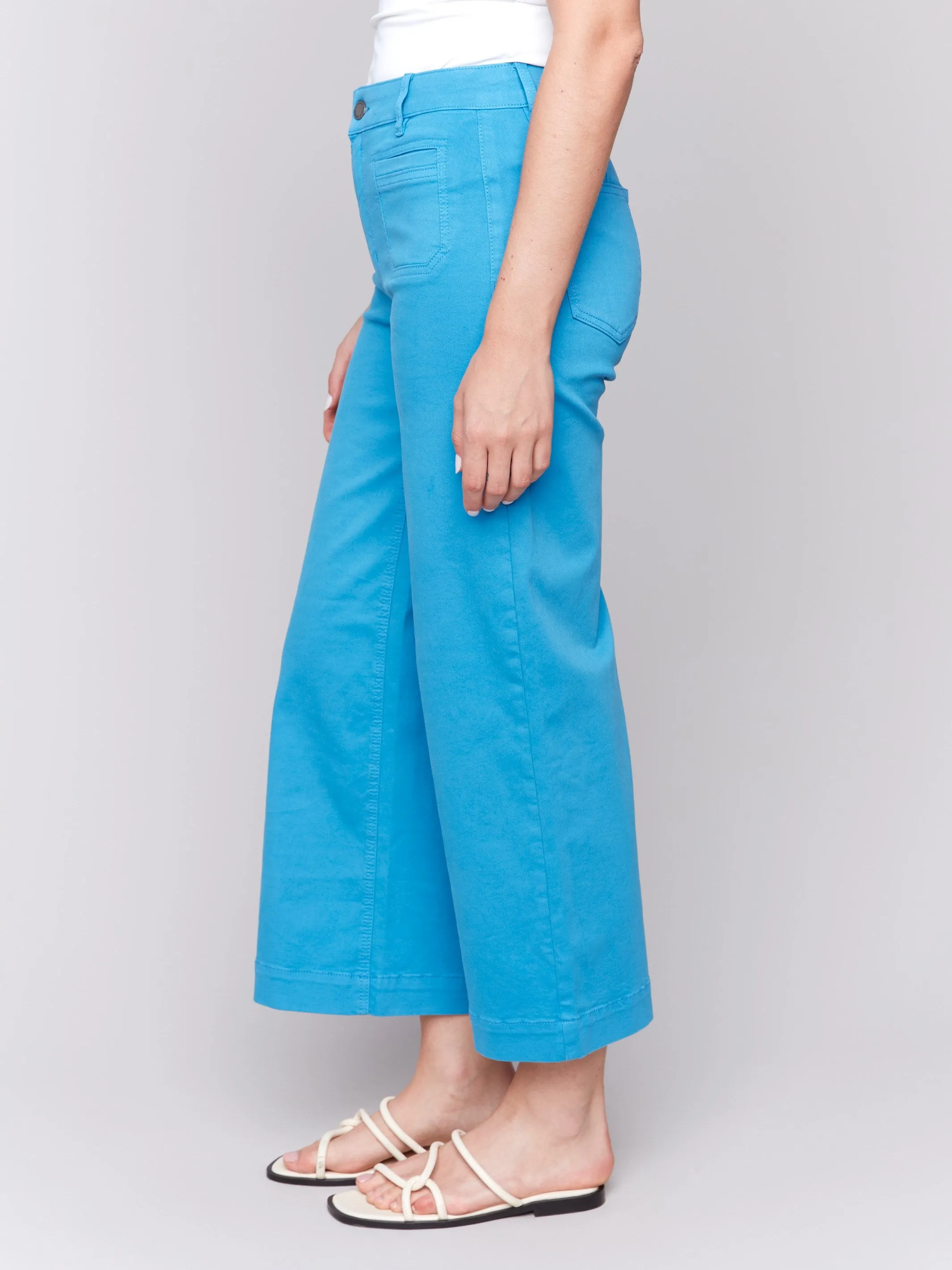 Patch Pocket Flare Twill Pants - Lagoon