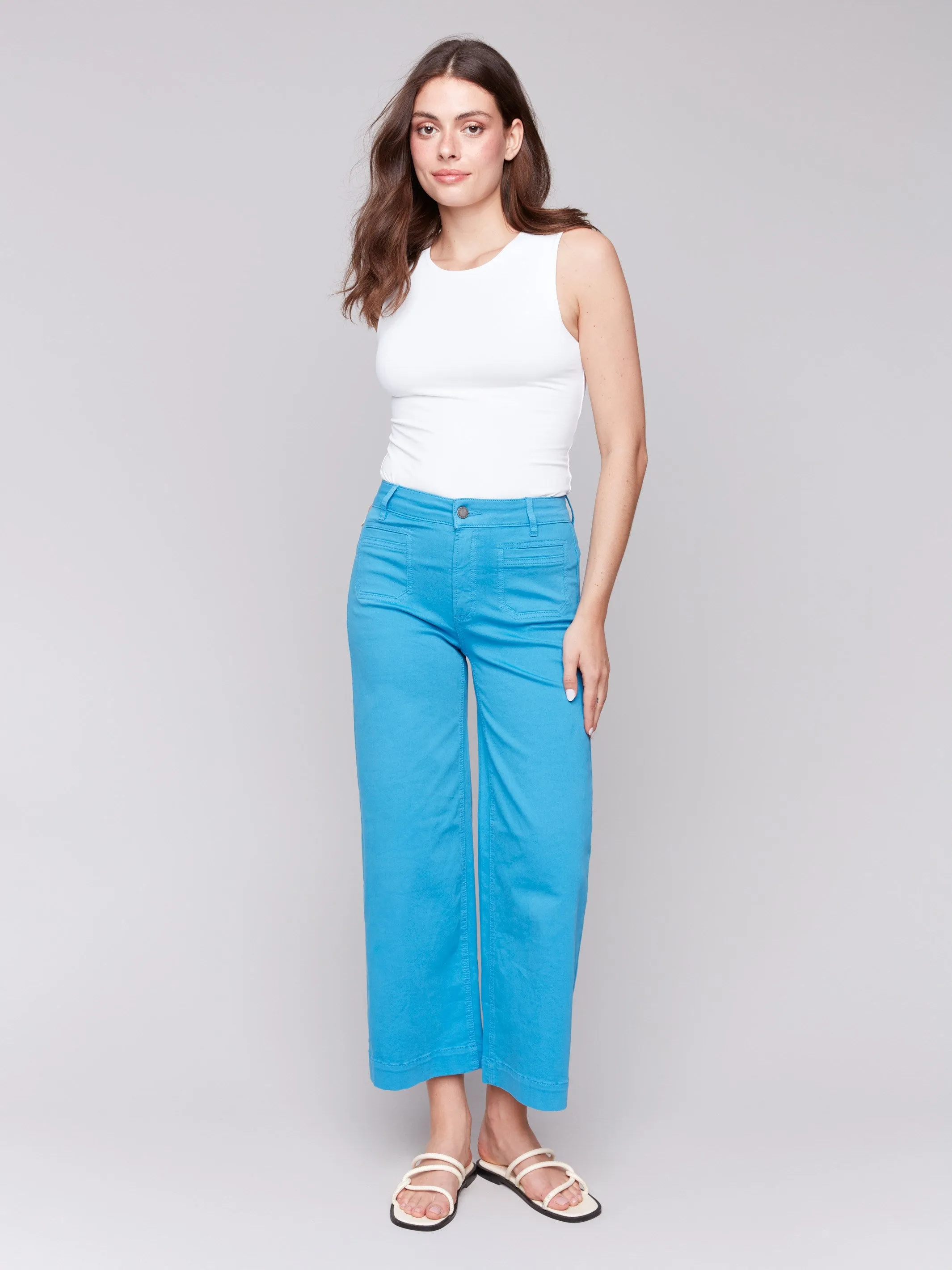 Patch Pocket Flare Twill Pants - Lagoon