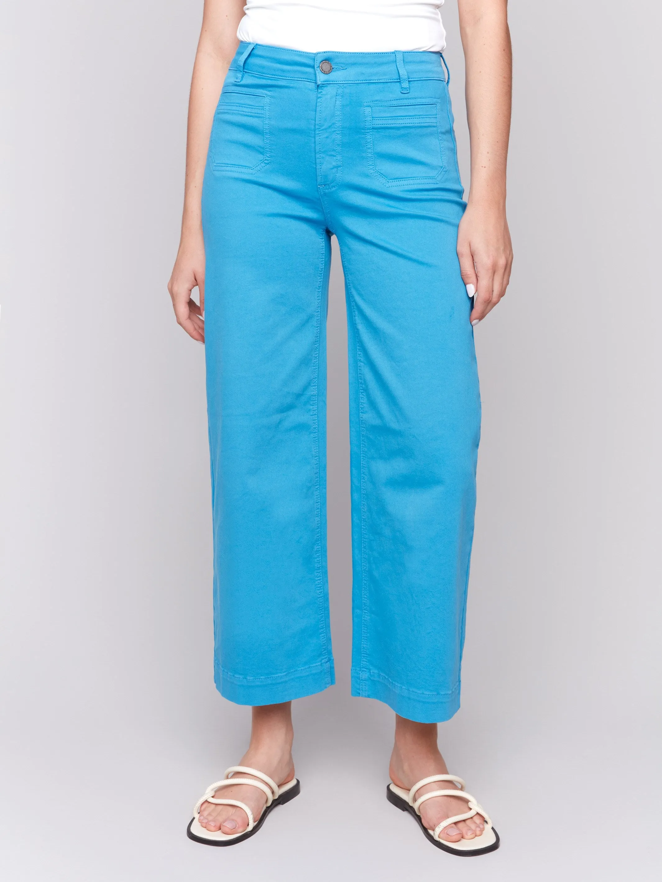 Patch Pocket Flare Twill Pants - Lagoon