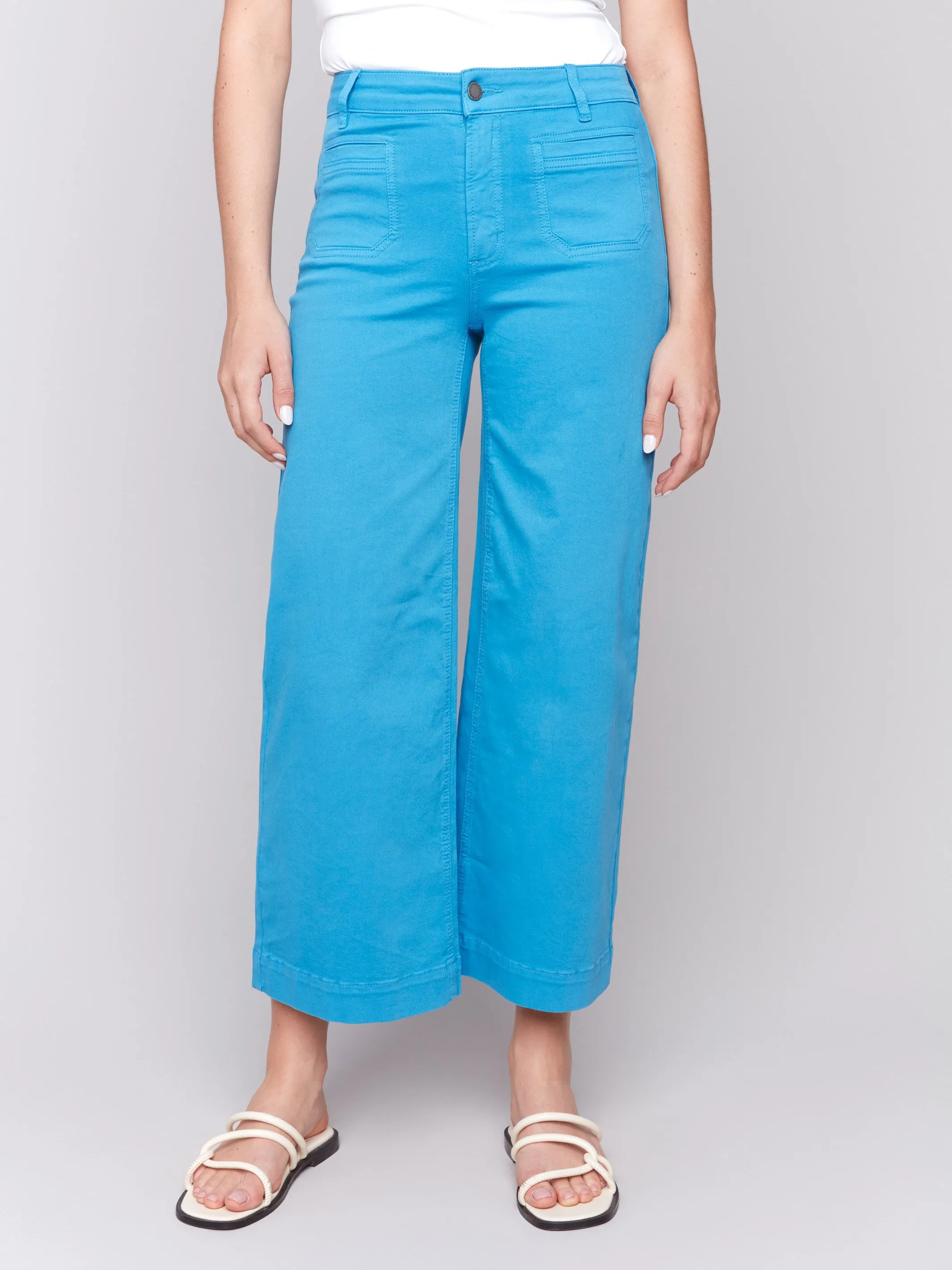 Patch Pocket Flare Twill Pants - Lagoon