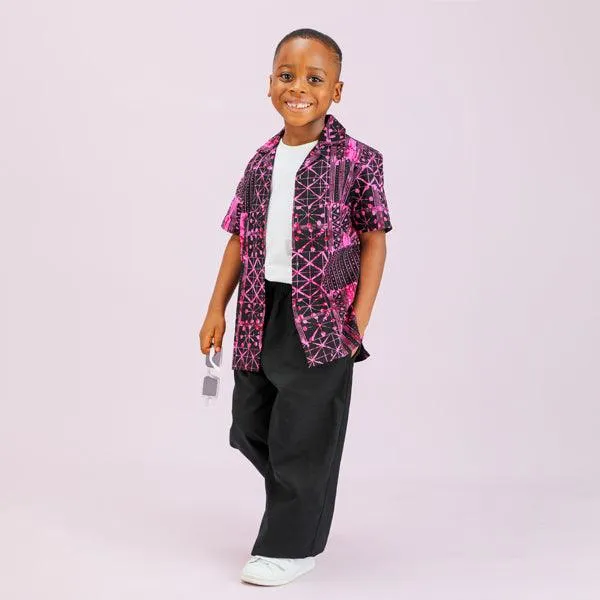 PINK SHORT SLEEVE SHIRT AND TROUSER SET