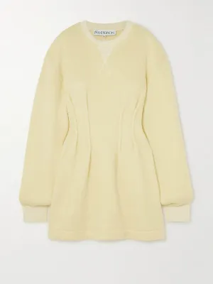 Pintucked brushed-jersey mini dress