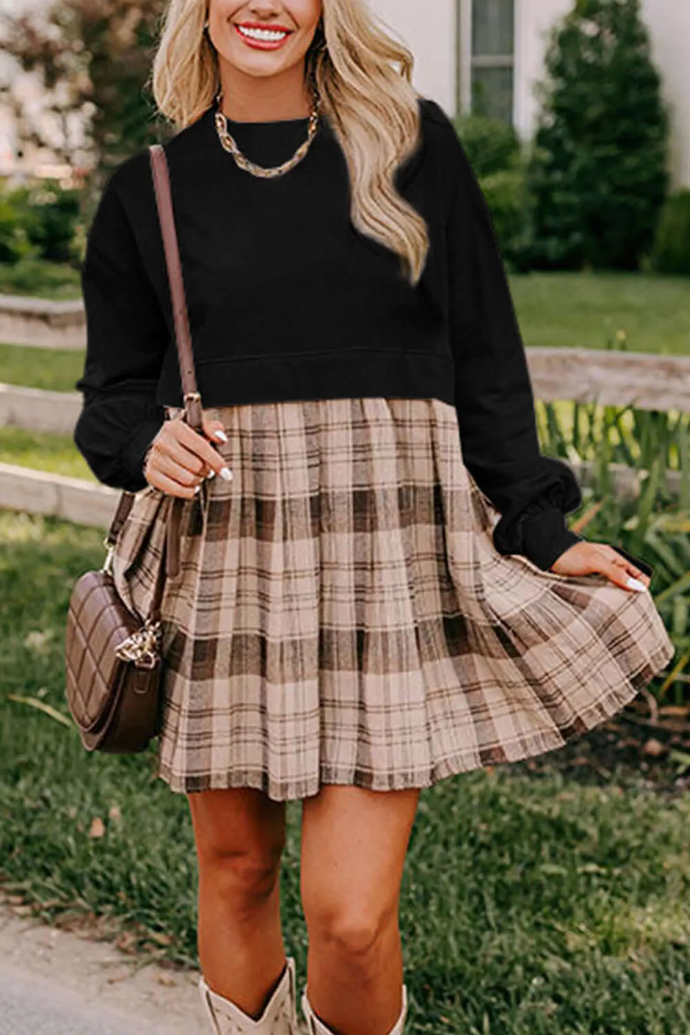 PLAID CHARM Mini Dress by Vivian-Lu