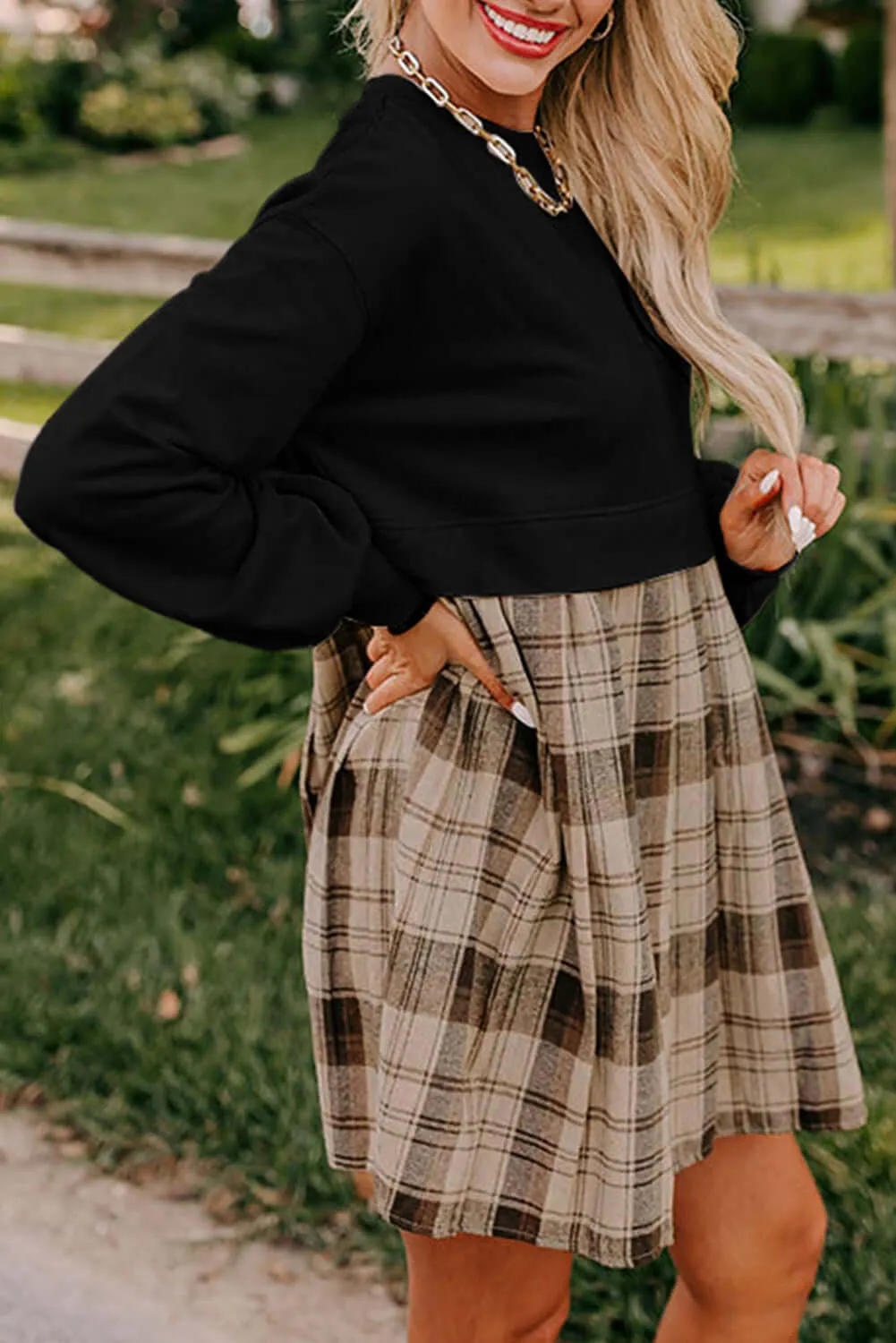 PLAID CHARM Mini Dress by Vivian-Lu
