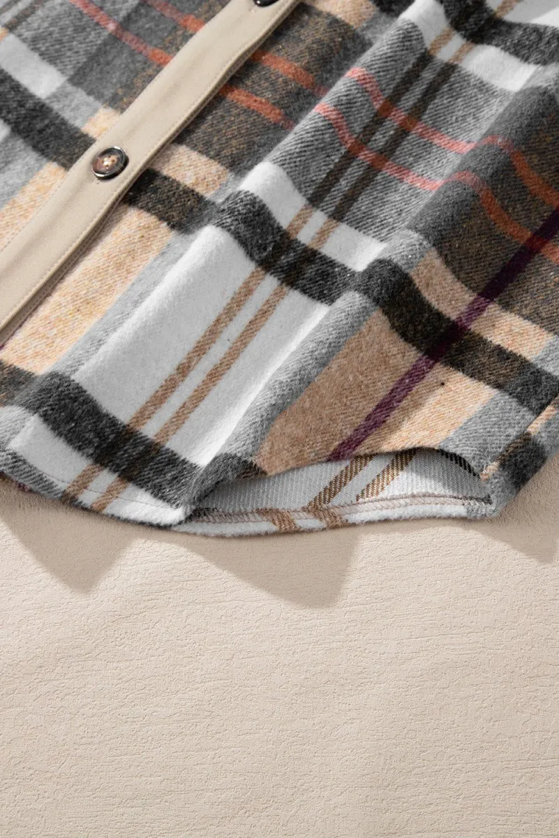 Plaid Long Sleeve Shirt Mini Dress