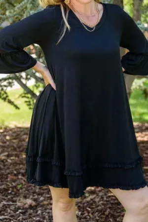 Plus Size Fashion: Frill Trim Flounce Sleeve Mini Dress