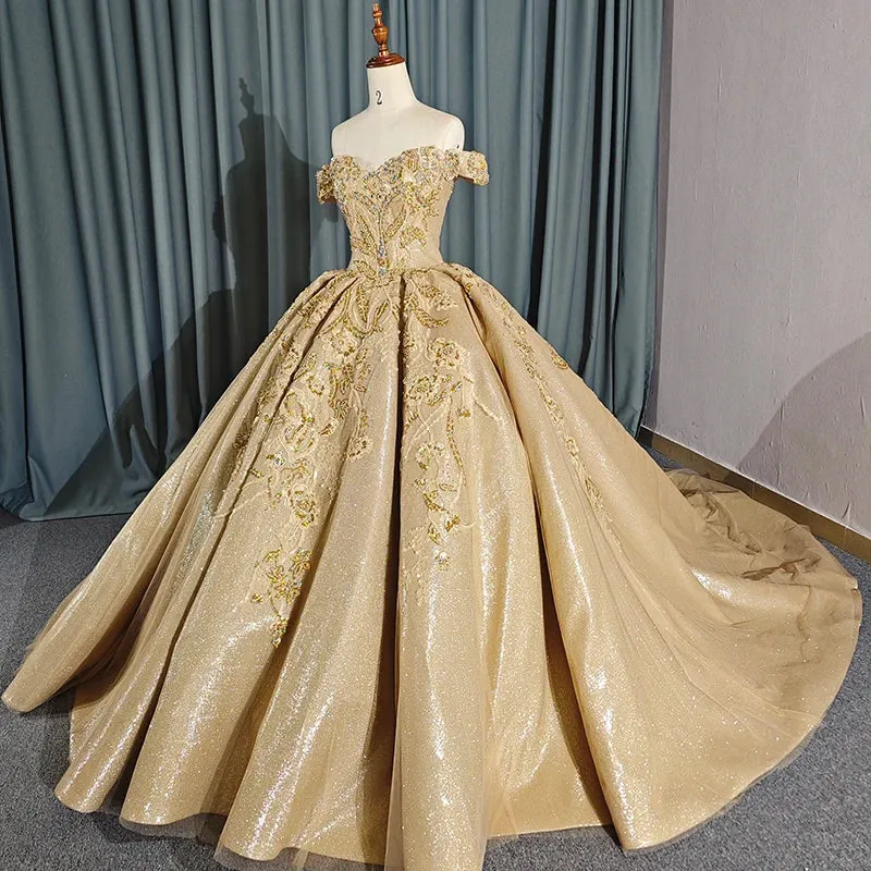 Romantic Sweetheart Ball Gown Off-the-shoulder Pleated Quinceanera Dresses Evening Dresses