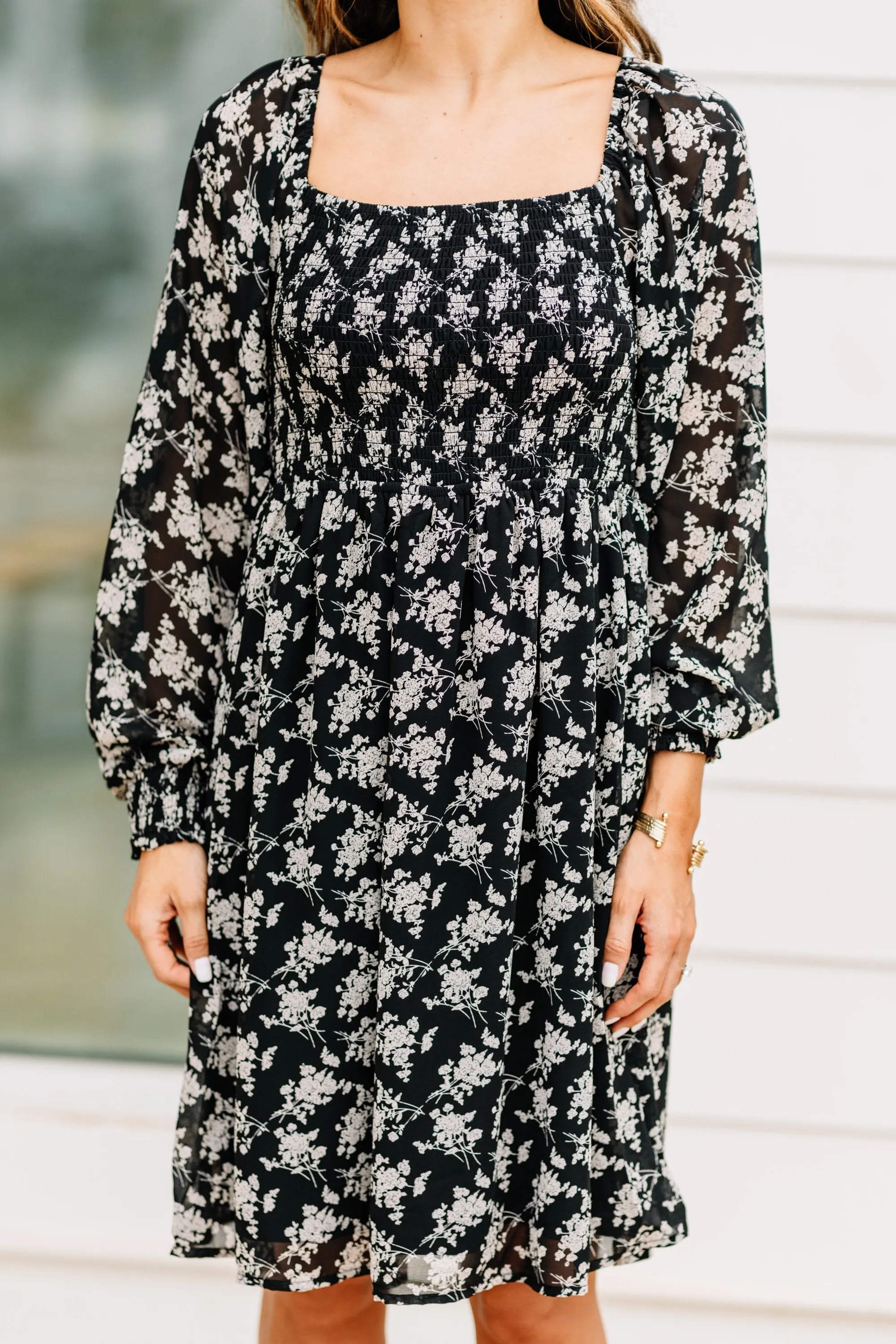 Send Your Love Black Ditsy Floral Dress