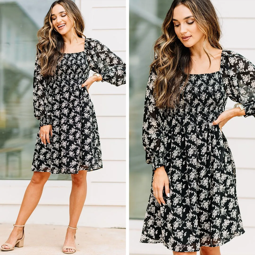 Send Your Love Black Ditsy Floral Dress