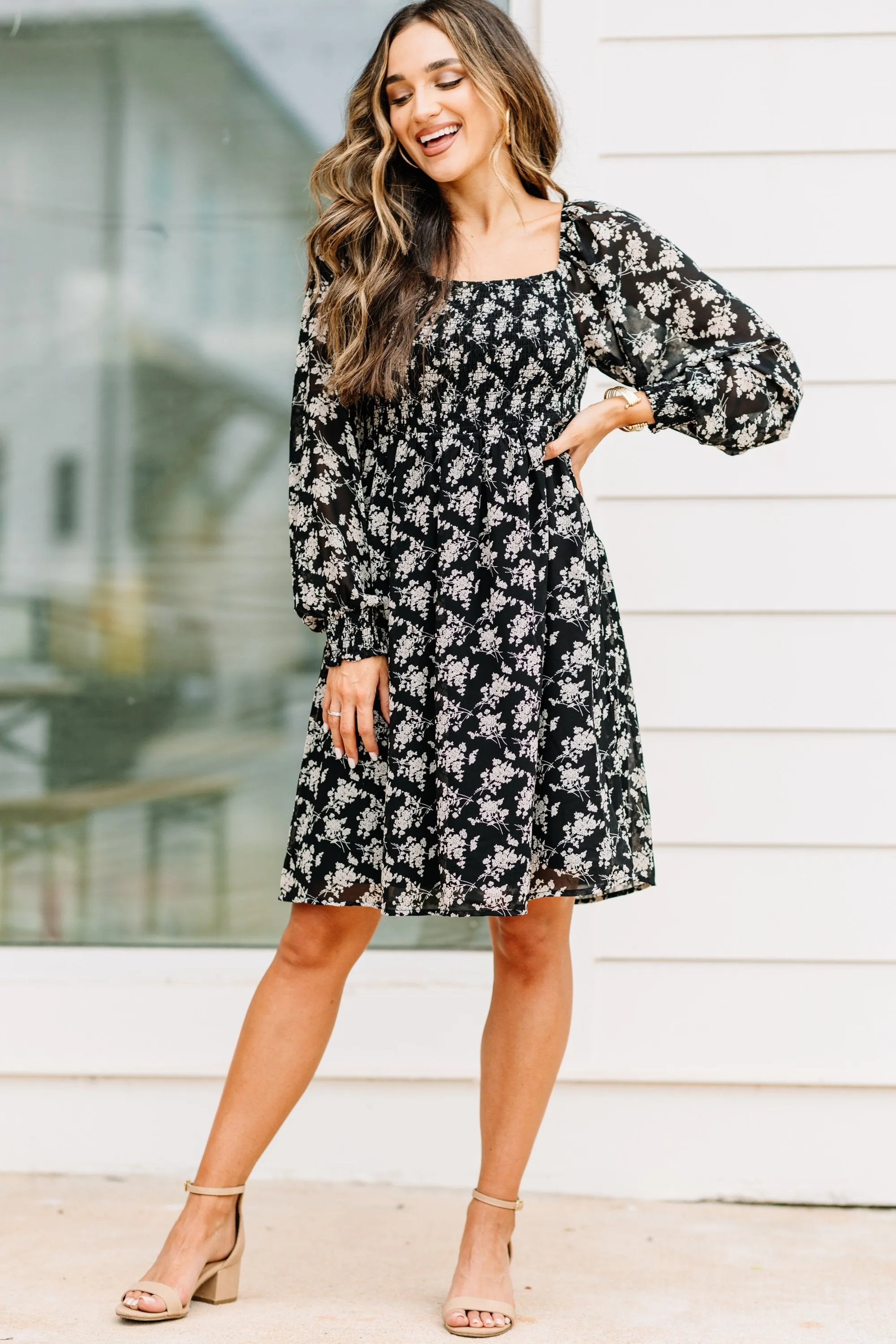 Send Your Love Black Ditsy Floral Dress