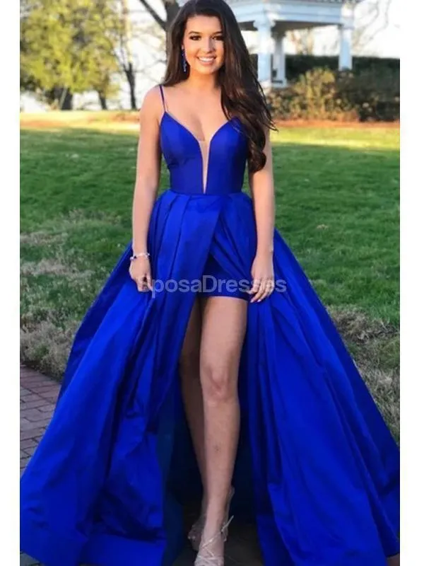 Sexy Backless Royal Blue A-line Long Evening Prom Dresses, Evening Party Prom Dresses, 12297