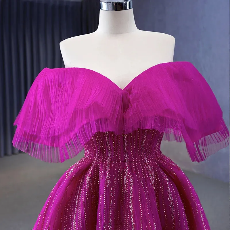 Simple Floor Length Evening Dresses Short Sleeves Pleat Long Prom Dresses