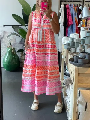 Sleeveless Copenhagen Mediterranean Midi Dress Pink Melon