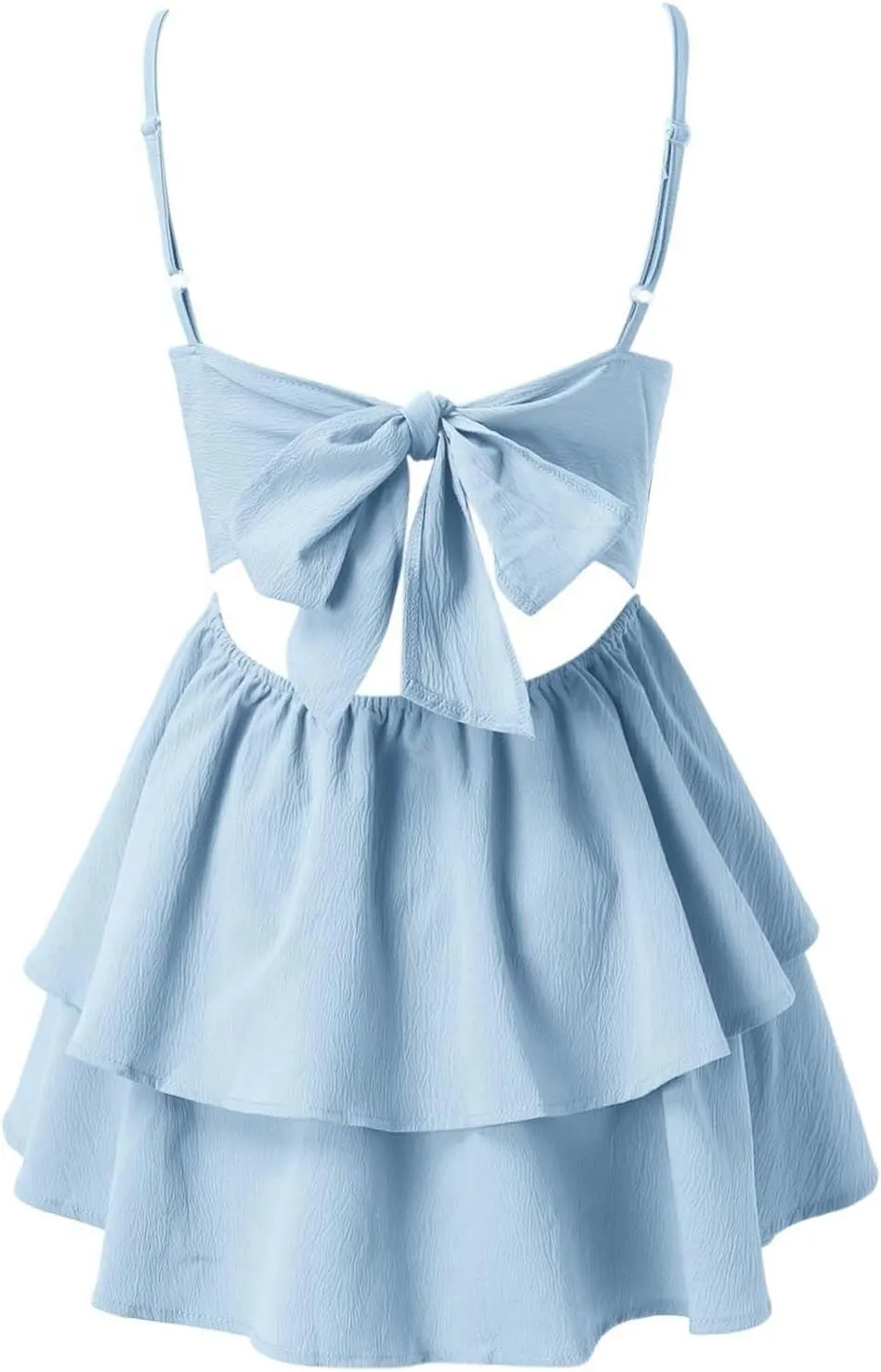 Summer Strapless Mini Dress Sleeveless Tube Dress Tiered Flowy A Line Beach Tube Top Dresses for Women 2025