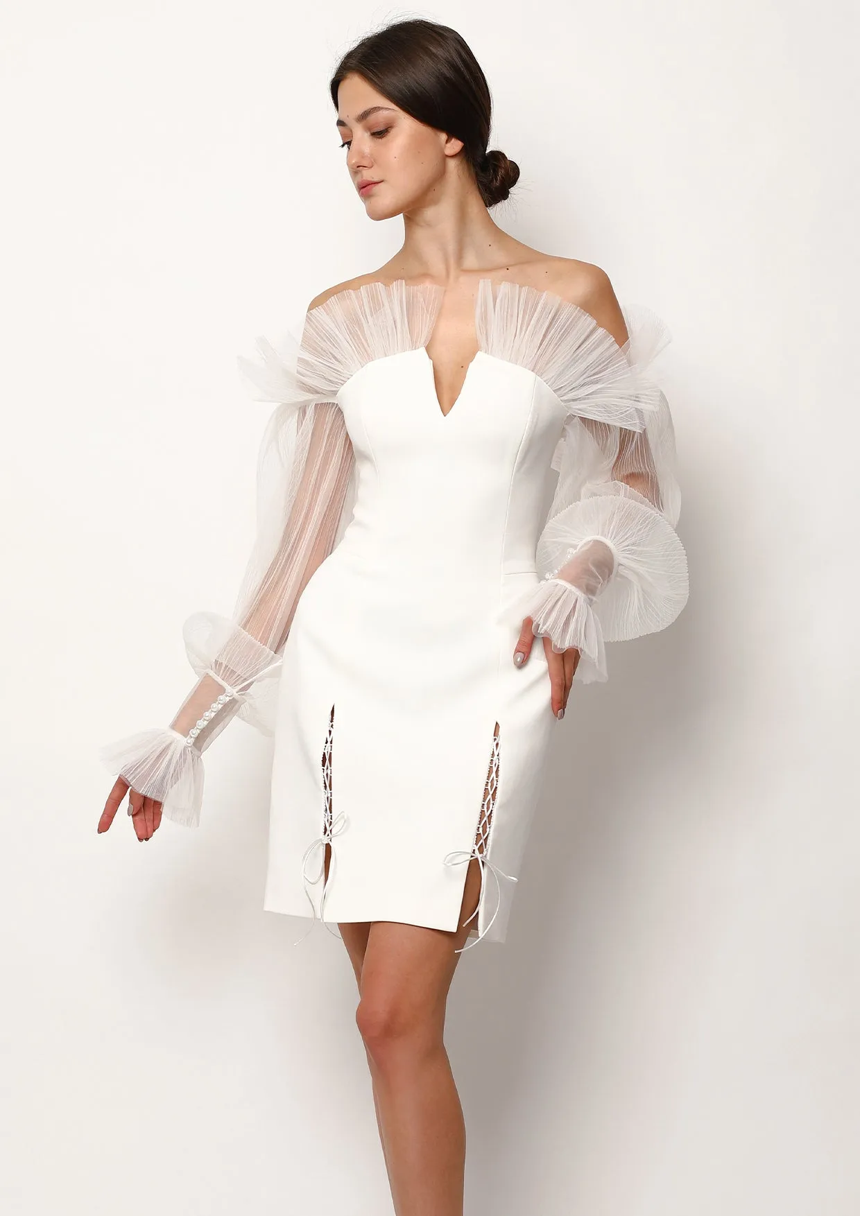 Swan Cotton Off-Shoulder Mini Dress