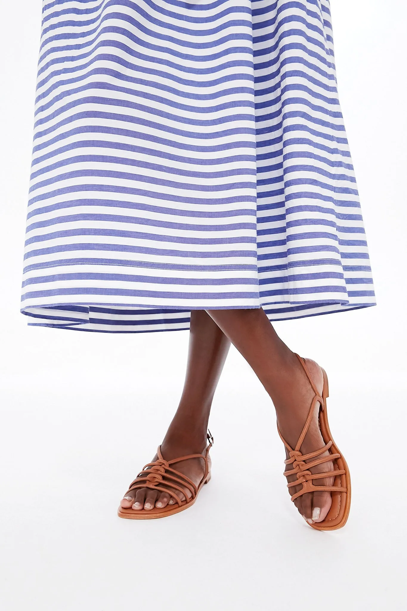 Tan and Blue Stripe Combo Sun Mesa Midi