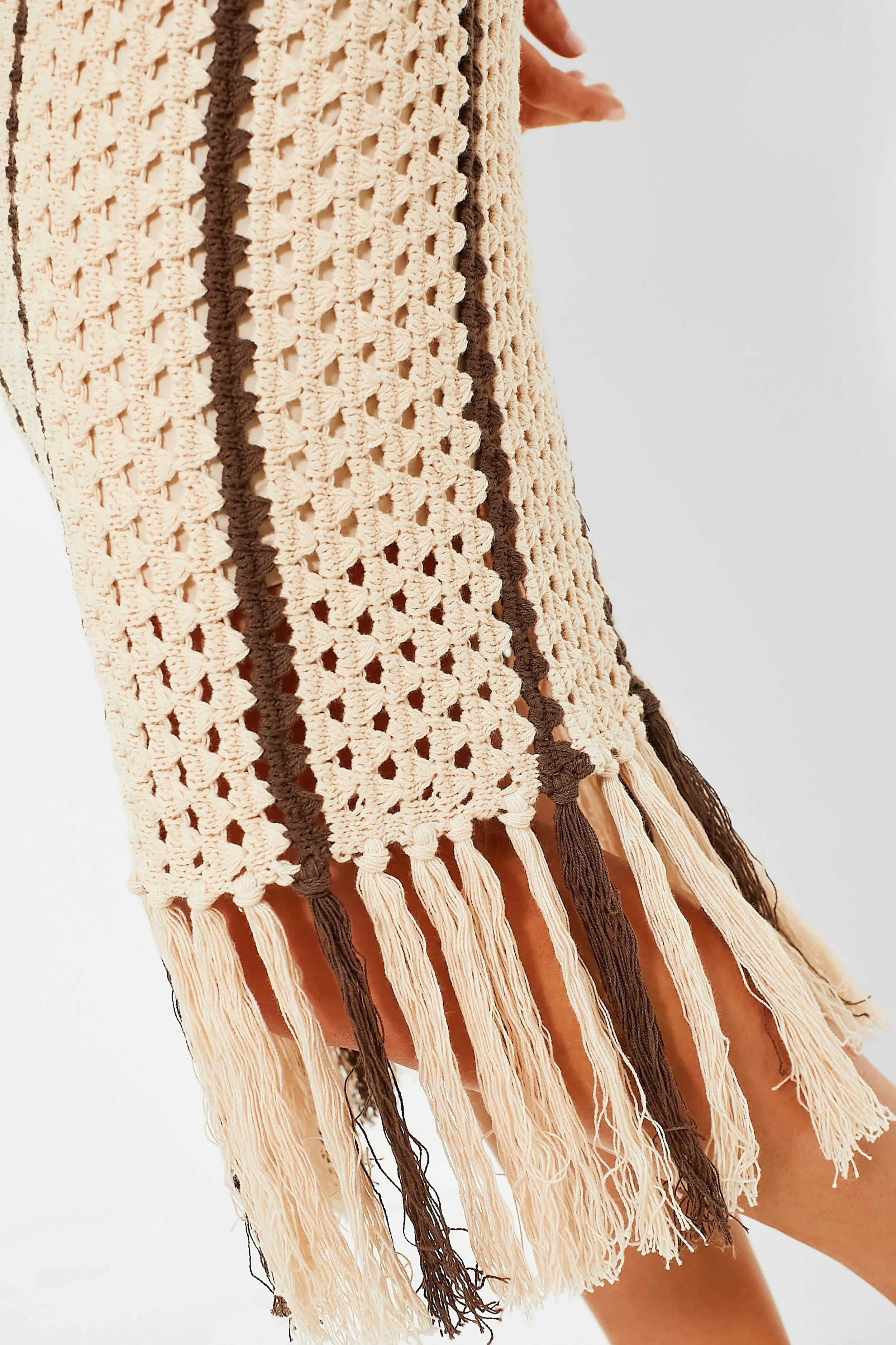 Taupe Crochet Midi Dress