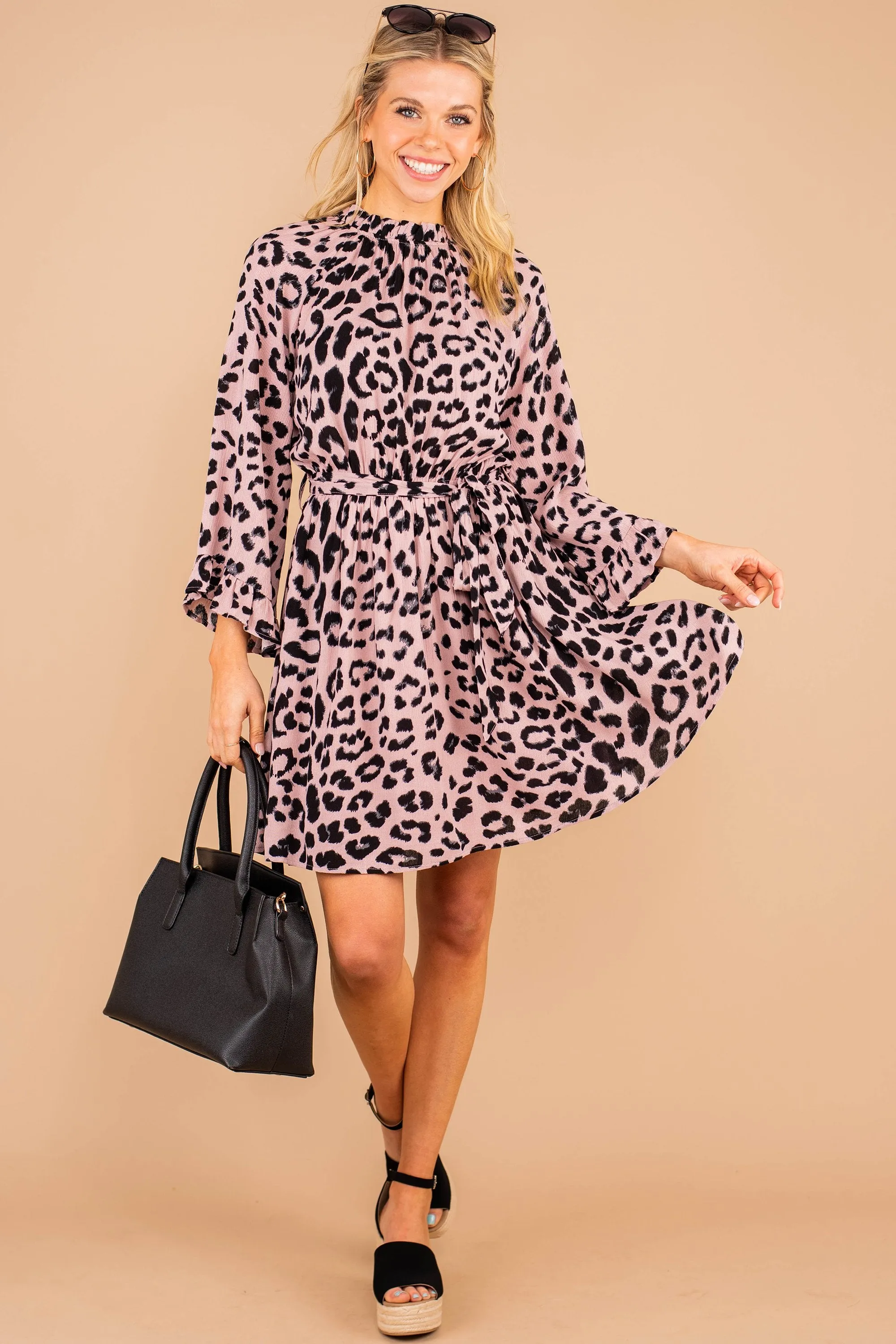 This Time Mauve Pink Leopard Dress