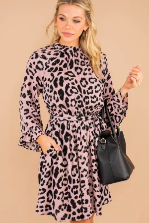This Time Mauve Pink Leopard Dress