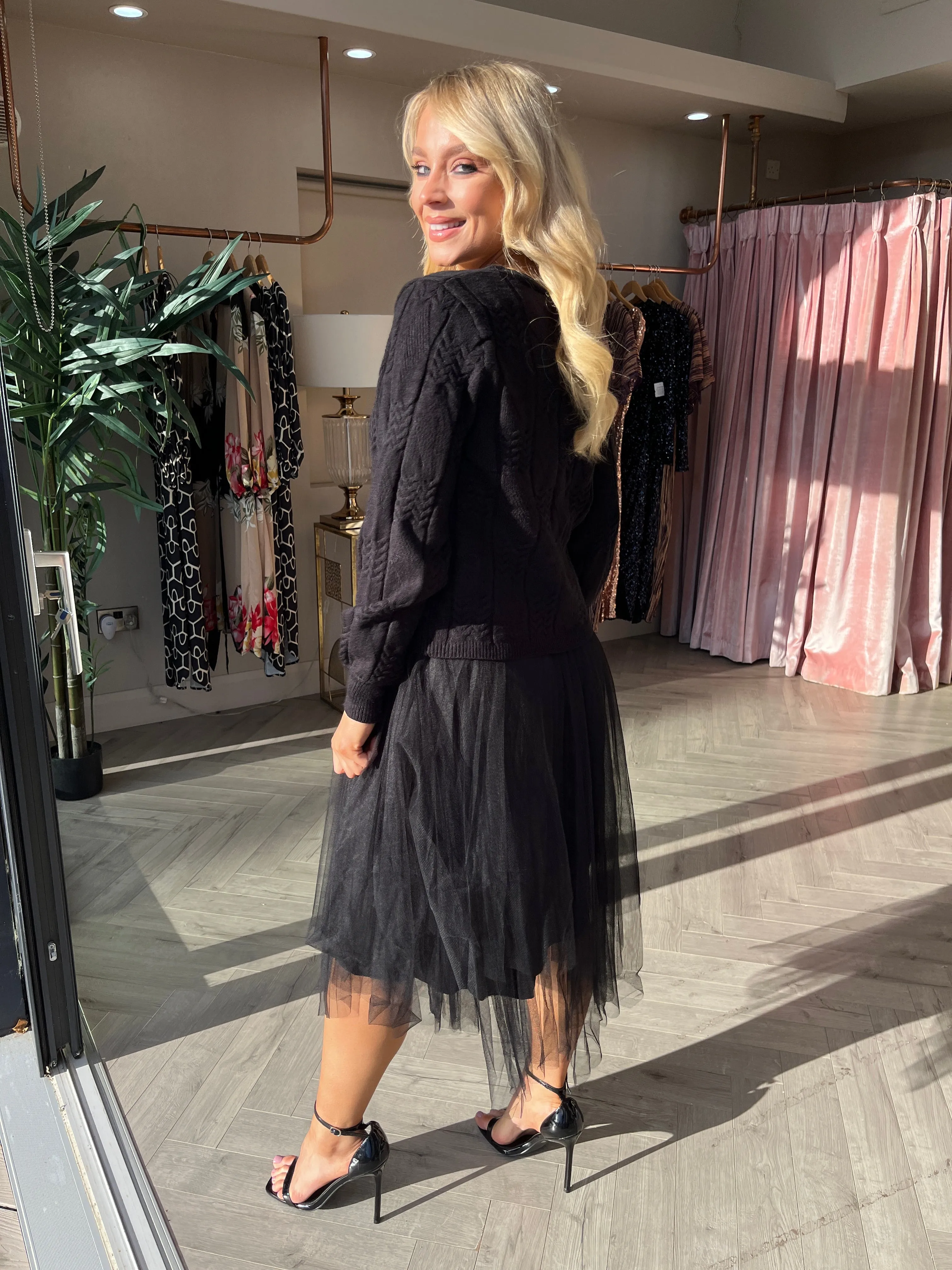 Tulle & Knit Black Two Piece