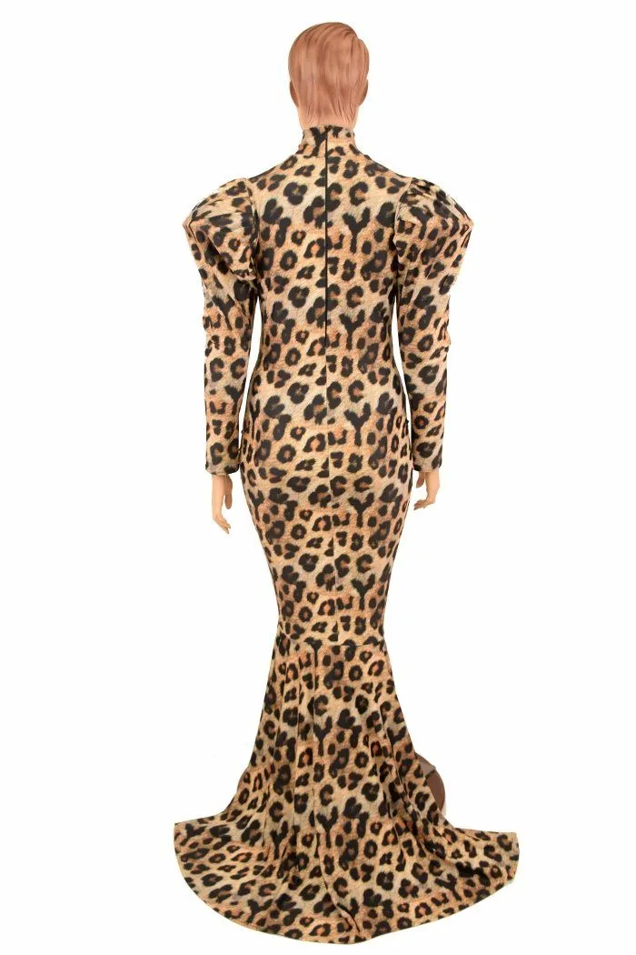 Victoria Sleeve Puddle Train Gown with Plunging Keyhole Neckline