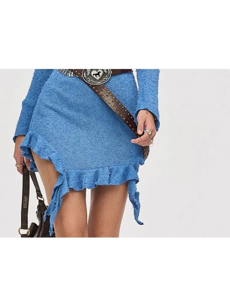 Waisted Irregular Knit Sweater Dresses【s0000006375】
