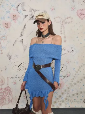 Waisted Irregular Knit Sweater Dresses【s0000006375】