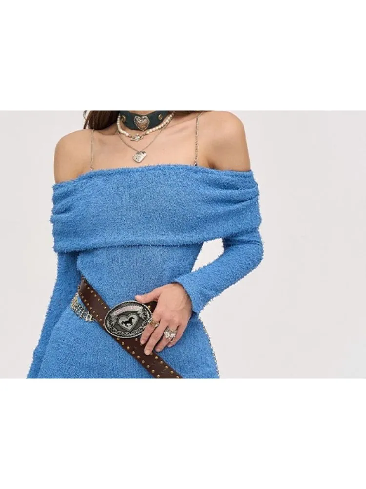 Waisted Irregular Knit Sweater Dresses【s0000006375】